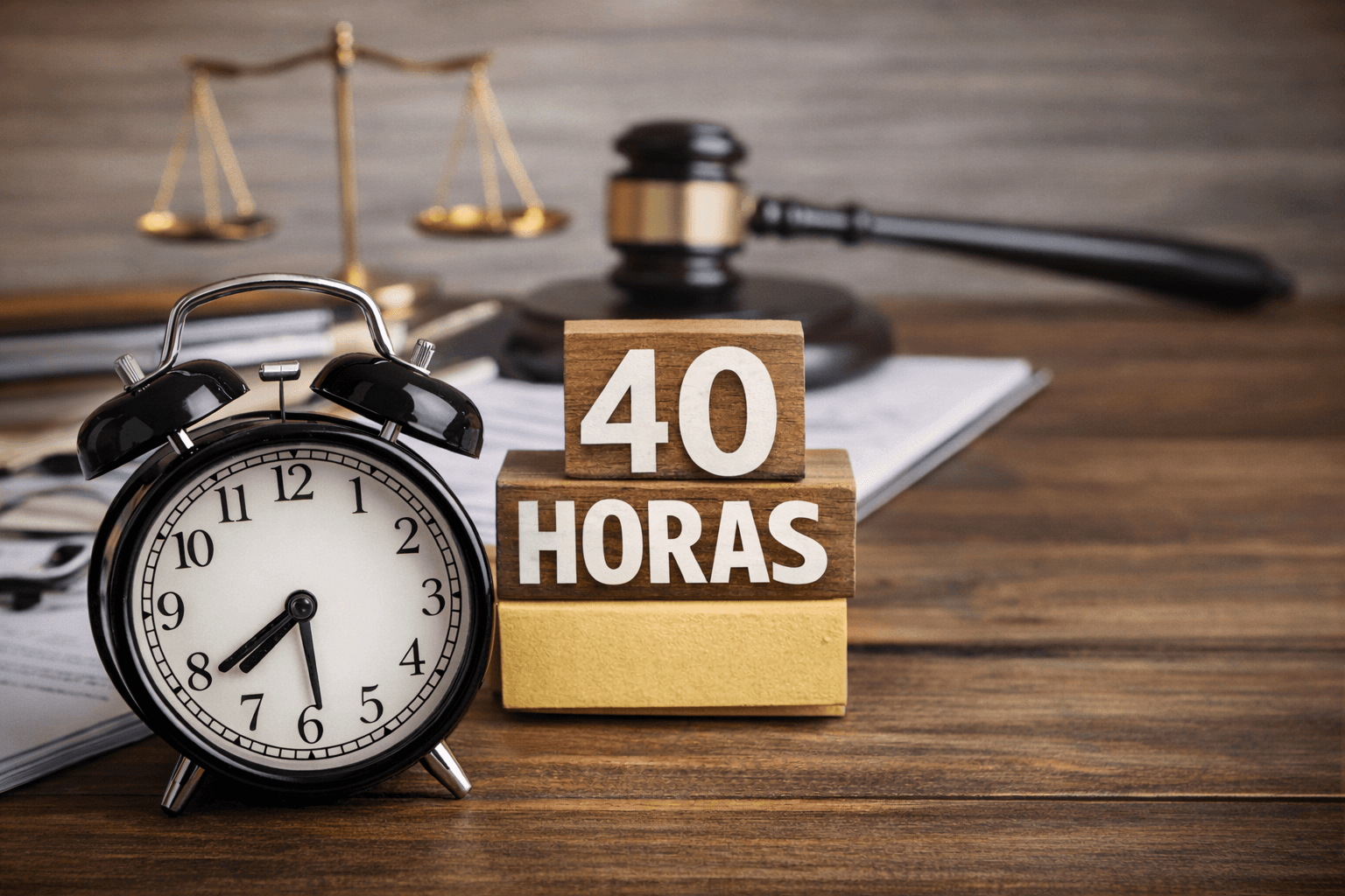 Imagen referencial que representa la reducción de la jornada laboral a 40 horas semanales y su impacto en la organización del tiempo de trabajo, la seguridad jurídica y la protección del descanso del trabajador en el marco de la legislación laboral chilena.